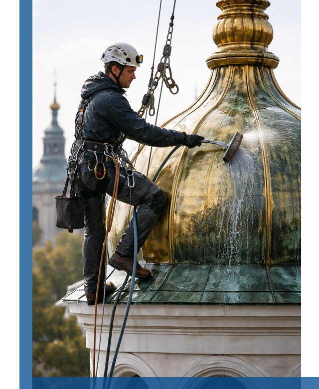 Профессиональная мойка куполов и шпилей высотными альпинистами в Барабинске