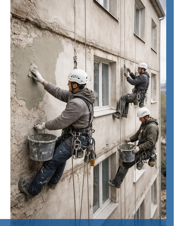 Ремонт штукатурного фасада в Барабинске от 762 р. под ключ | ВЫСОТНИК-Ббн