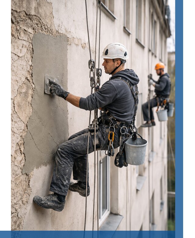 Восстановление штукатурки фасада в Барабинске от 1219 р. | ВЫСОТНИК-Ббн