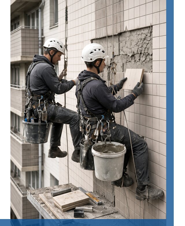 Ремонт облицовки фасада плиткой в Барабинске от 1828 р. | ВЫСОТНИК-Ббн