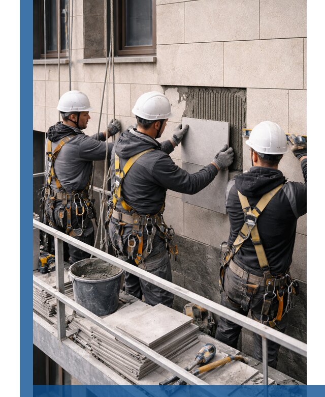 Ремонт облицовки фасада плиткой в Барабинске с гарантией