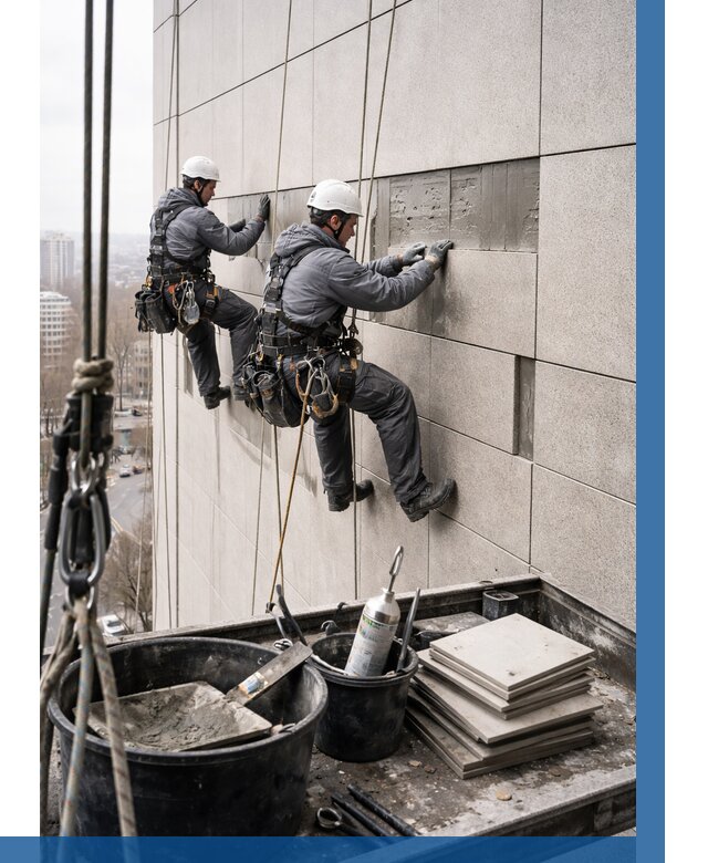 Ремонт фасада из керамогранита в Барабинске от 2539 р. | ВЫСОТНИК-Ббн