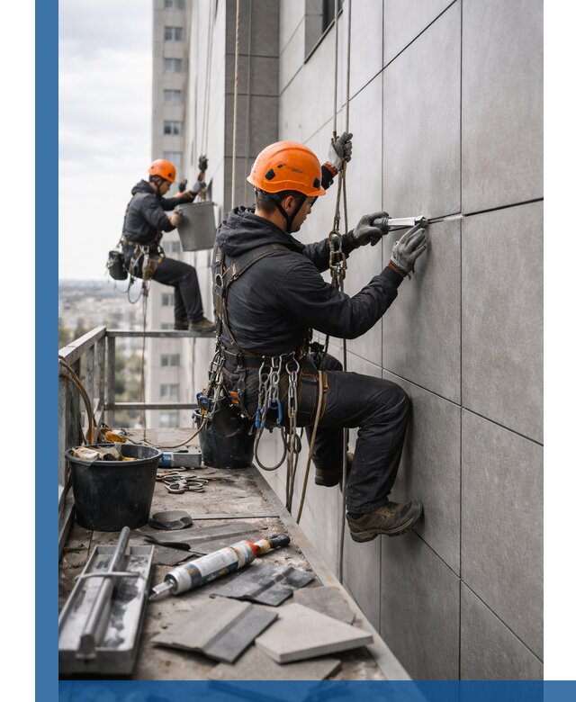 Профессиональный ремонт фасада из керамогранита в Барабинске