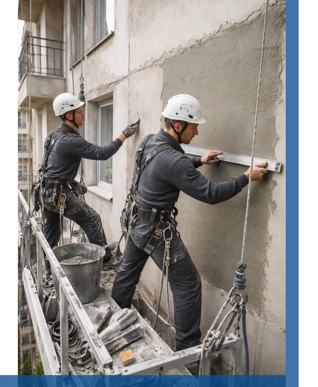 Штукатурка фасада на высоте в Барабинске от 914 р. | ВЫСОТНИК-Ббн