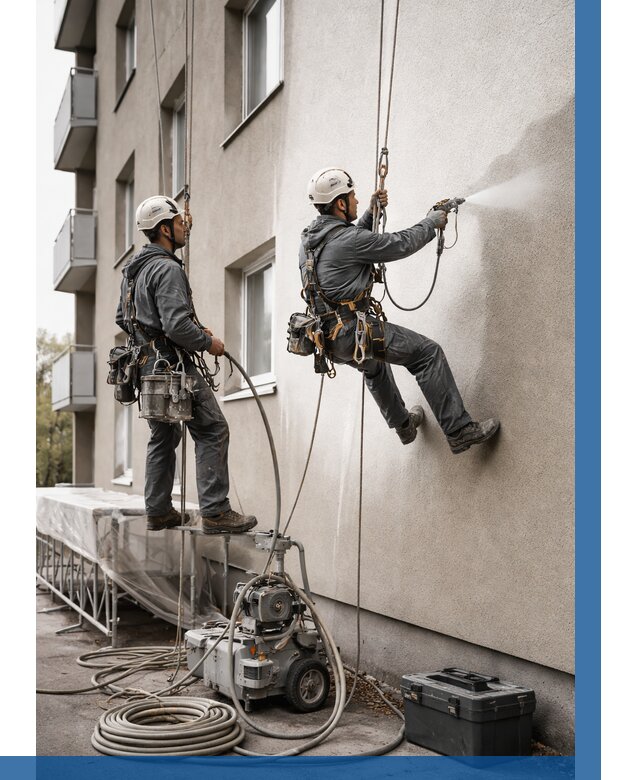 Безвоздушная покраска фасада в Барабинске от 223 р/м² | ВЫСОТНИК-Ббн