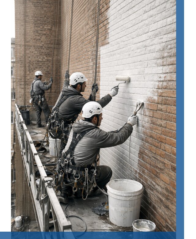 Покраска кирпичного фасада в Барабинске от 355 р. | ВЫСОТНИК-Ббн