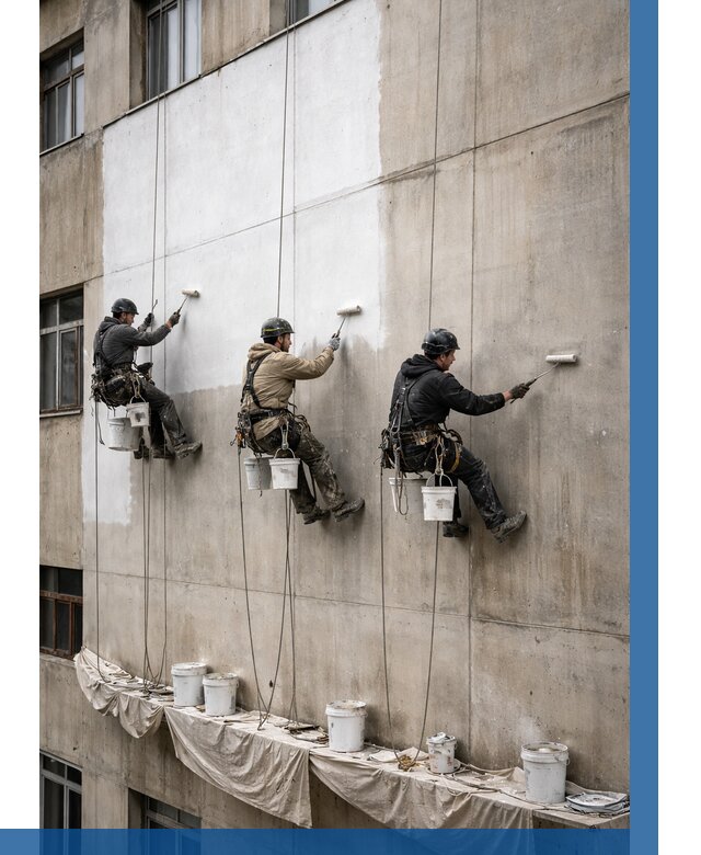 Покраска бетонного фасада в Барабинске от 355 р за м2 | ВЫСОТНИК-Ббн