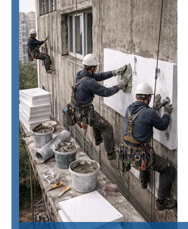 Утепление фасада пенополистиролом в Барабинске под ключ