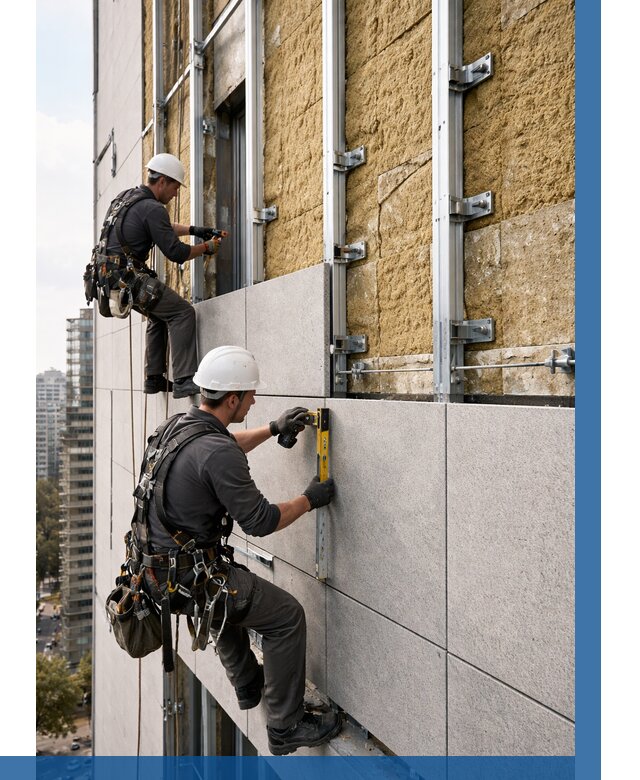 Монтаж вентилируемого фасада в Барабинске от 3555 р. | ВЫСОТНИК-Ббн