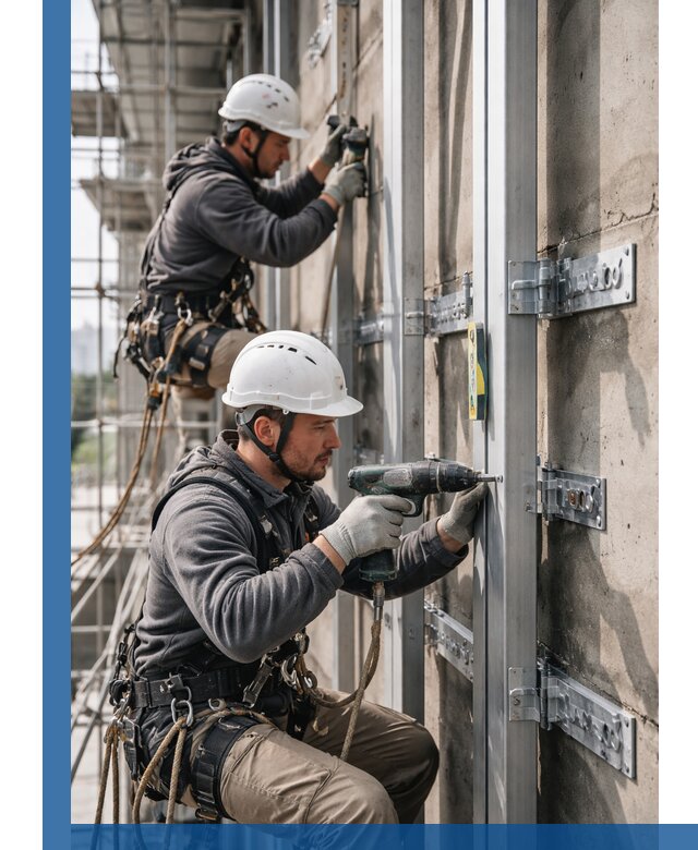 Монтаж и крепление подсистемы вентфасада в Барабинске