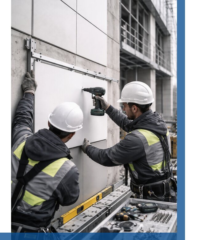 Монтаж композитных панелей фасада в Барабинске от 2539 р. | ВЫСОТНИК-Ббн