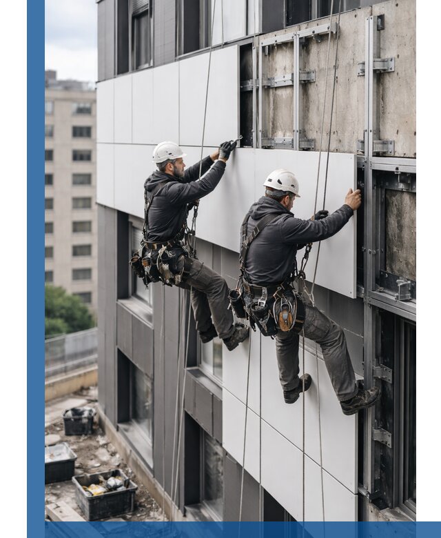 Монтаж композитных панелей фасада в Барабинске под ключ