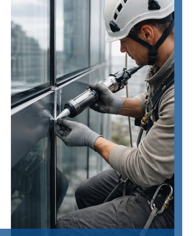 Герметизация стыков витража в Барабинске от 1219 р. | ВЫСОТНИК-Ббн