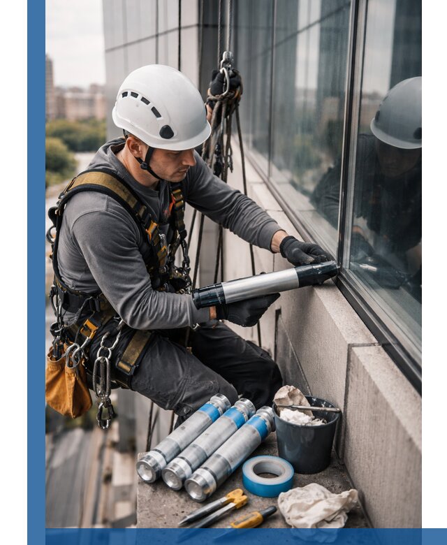 Герметизация стыков витража в Барабинске для герметичных фасадов