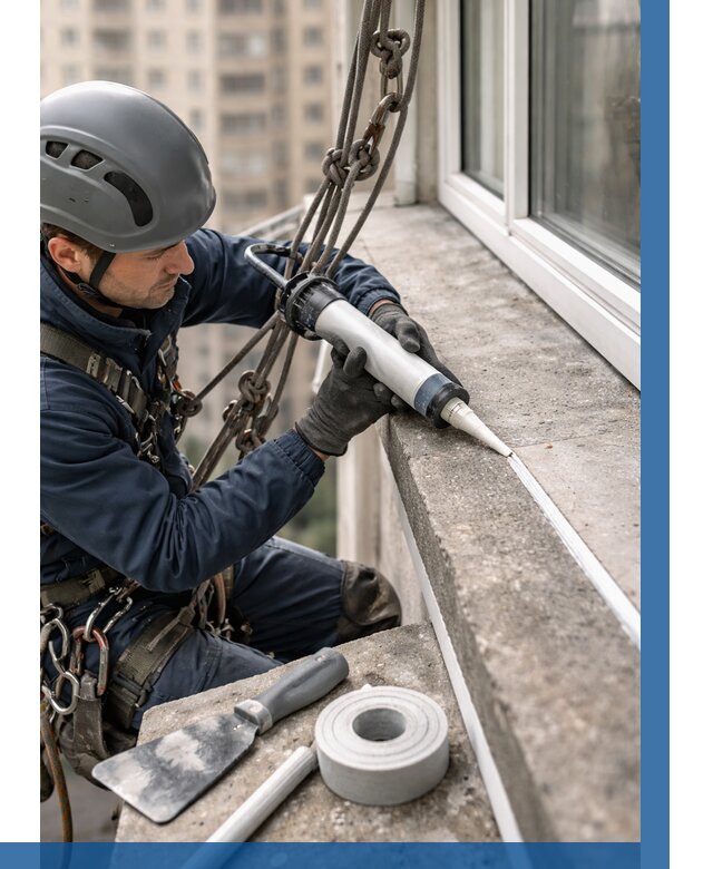 Герметизация балконного козырька в Барабинске от 4571 р. | ВЫСОТНИК-Ббн