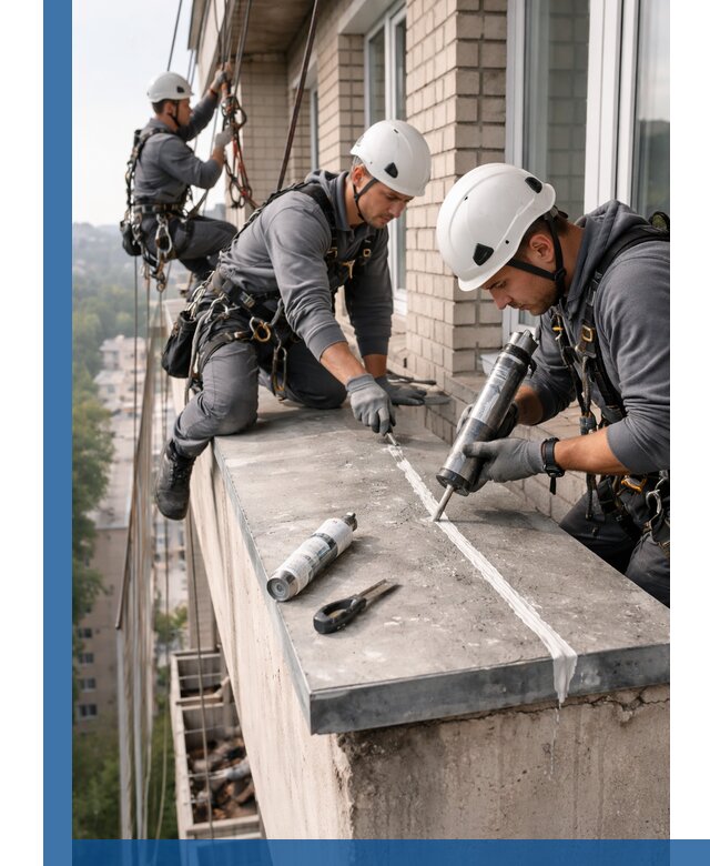 Герметизация балконного козырька в Барабинске профессионально