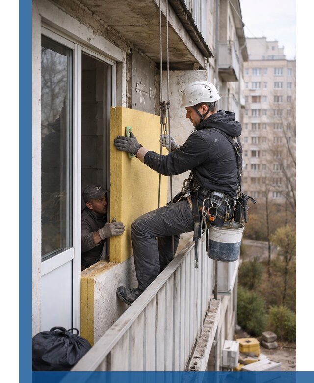 Профессиональное утепление балкона снаружи в Барабинске под ключ