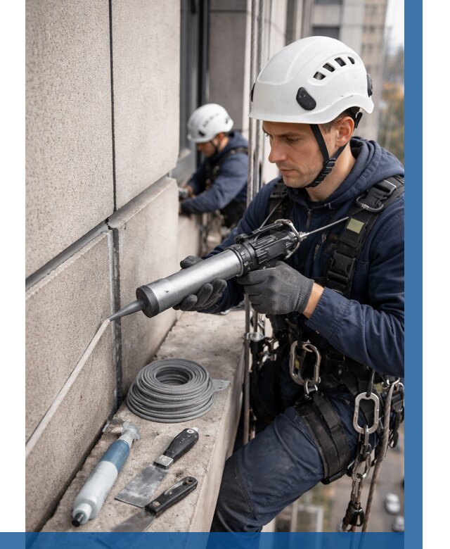 Герметизация деформационных швов фасада в Барабинске от 711 | ВЫСОТНИК-Ббн