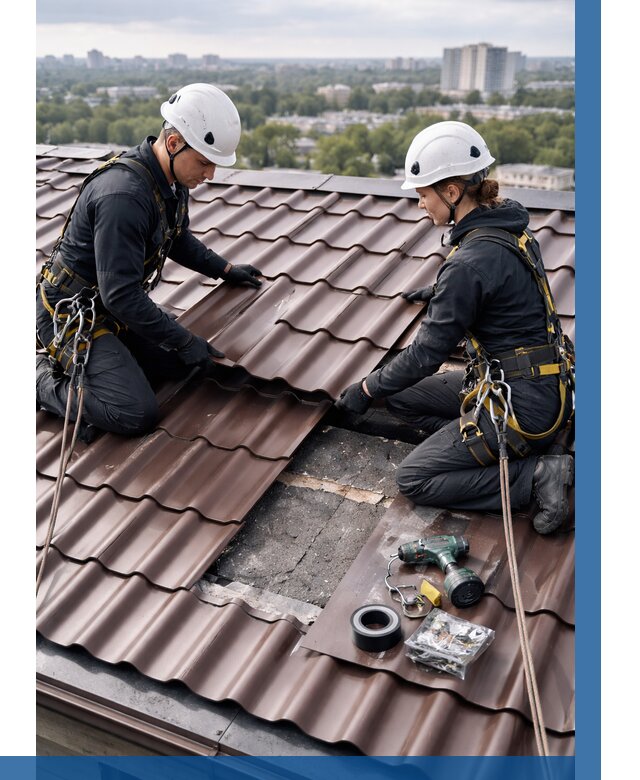 Ремонт металлочерепицы на крыше в Барабинске от 914 р. | ВЫСОТНИК-Ббн