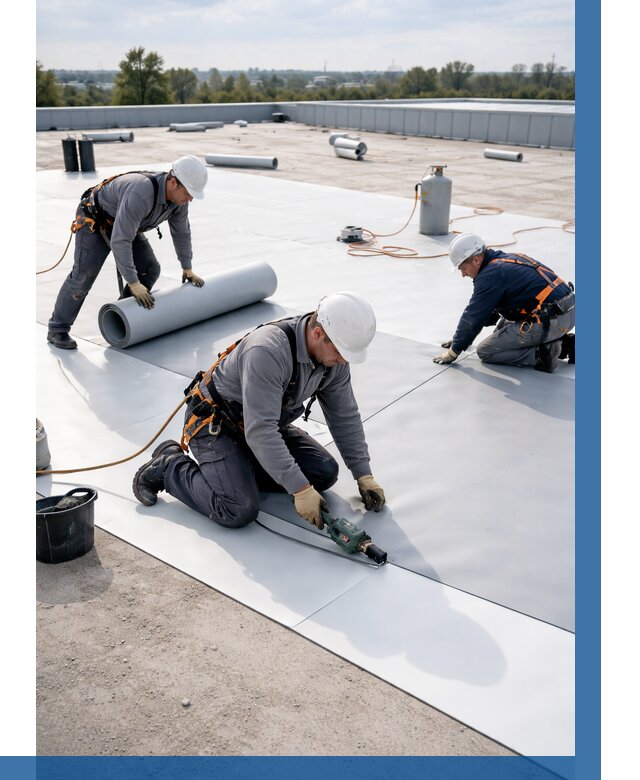 Монтаж мембранной кровли под ключ в Барабинске от 1219 р. | ВЫСОТНИК-Ббн