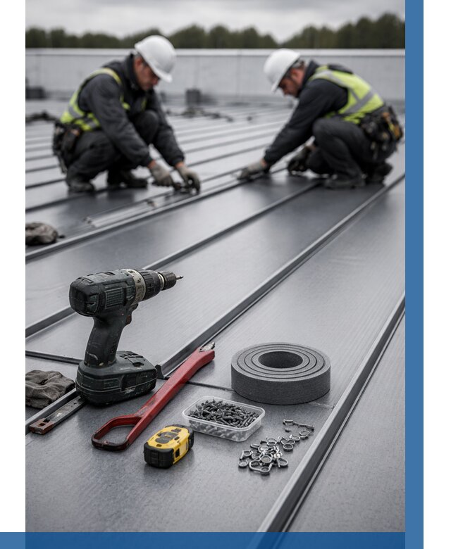 Монтаж фальцевой кровли в Барабинске от 1828 р. | ВЫСОТНИК-Ббн