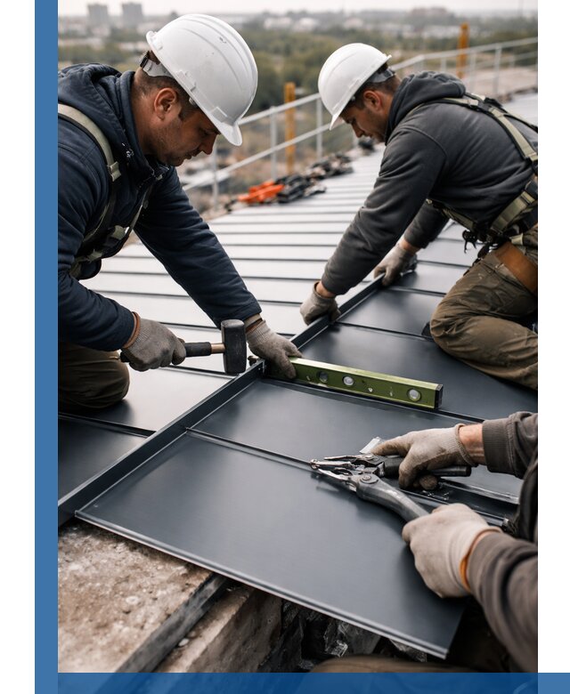 Монтаж фальцевой кровли в Барабинске для промышленных зданий