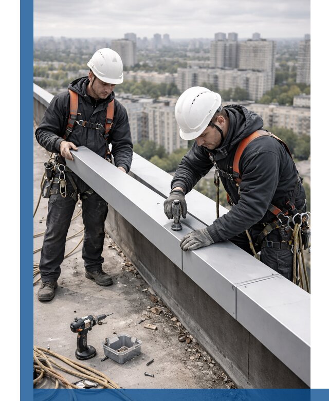 Монтаж парапетных крышек и ограждений кровли в Барабинске