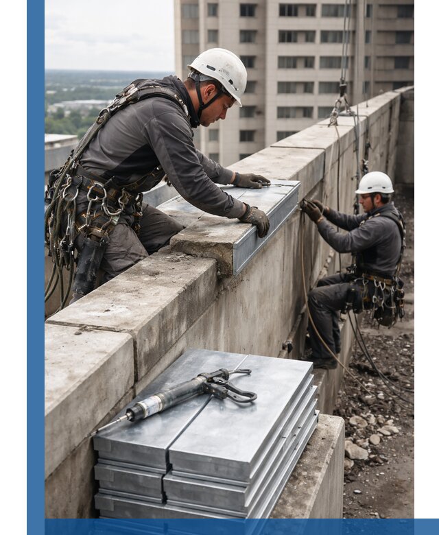 Замена парапетных крышек и установка новых в Барабинске