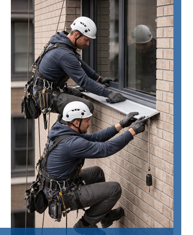 Монтаж оконных отливов под ключ в Барабинске от 3555 р. | ВЫСОТНИК-Ббн