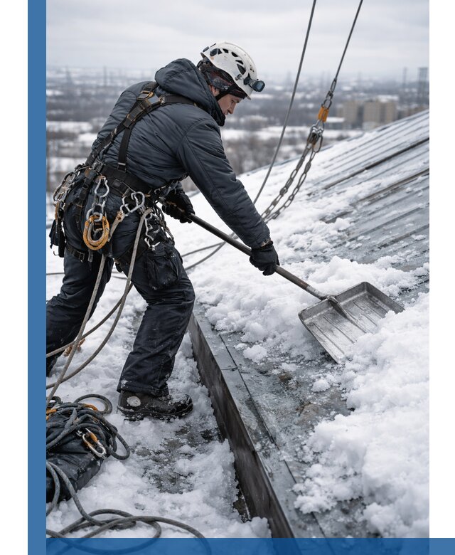 Профессиональная очистка кровли от снега и наледи в Барабинске