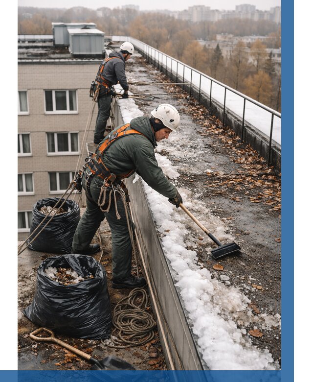 Очистка кровли по периметру в Барабинске от 559 р. | ВЫСОТНИК-Ббн