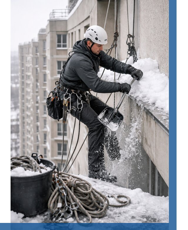 Очистка карнизов от снега в Барабинске от 305 р. | ВЫСОТНИК-Ббн