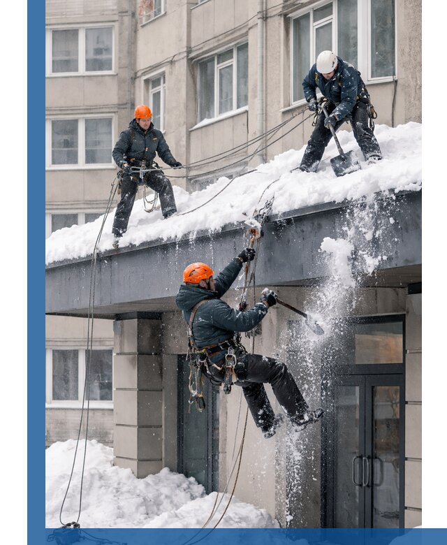 Безопасная очистка навесов от снега в Барабинске круглогодично