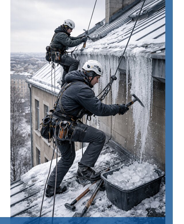 Удаление наледи с кровли в Барабинске от 5586 р. | ВЫСОТНИК-Ббн