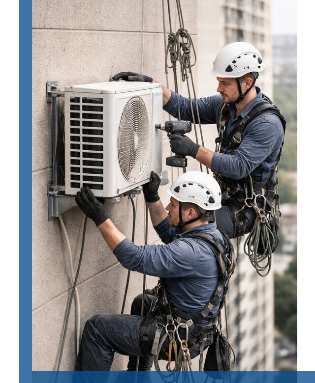 Монтаж внешнего блока кондиционера в Барабинске установка и крепление