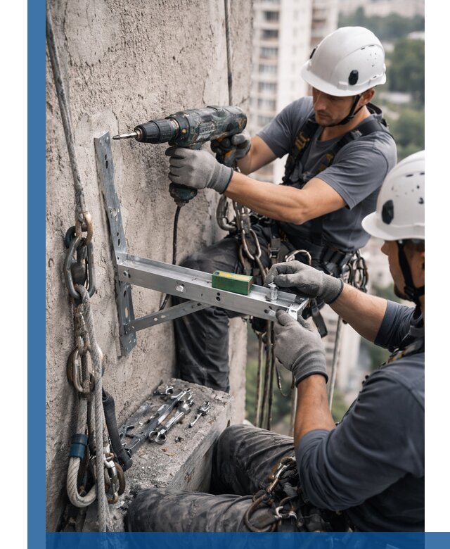 Установка кронштейнов кондиционера и крепежа в Барабинске