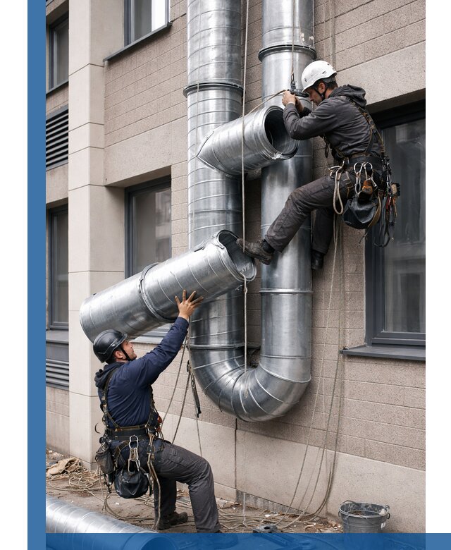 Монтаж фасадных воздуховодов в Барабинске с герметизацией и крепежом