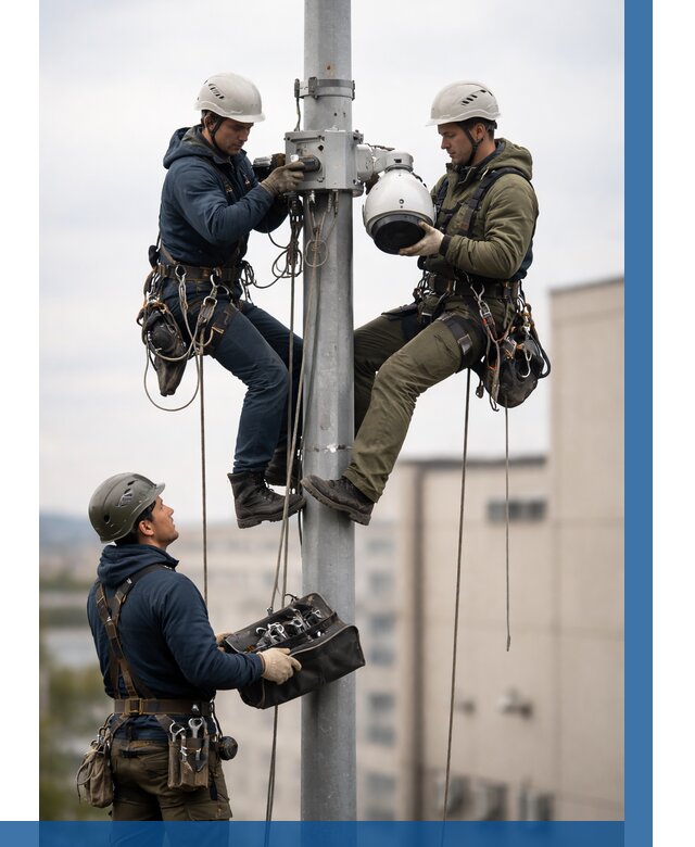 Установка видеокамер на мачте в Барабинске от 8633 р. | ВЫСОТНИК-Ббн