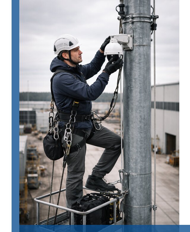 Профессиональная установка видеокамер на мачте в Барабинске