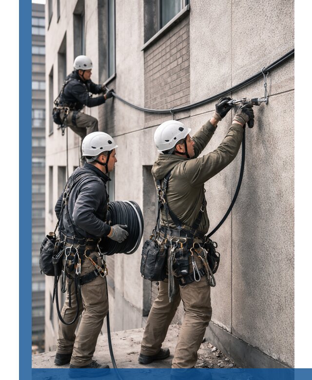 Прокладка кабеля по фасаду в Барабинске, профессиональный монтаж