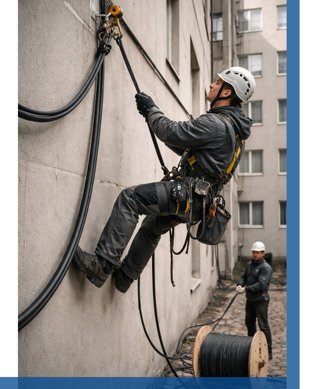 Протяжка кабеля питания на высоте в Барабинске от 457 р. | ВЫСОТНИК-Ббн