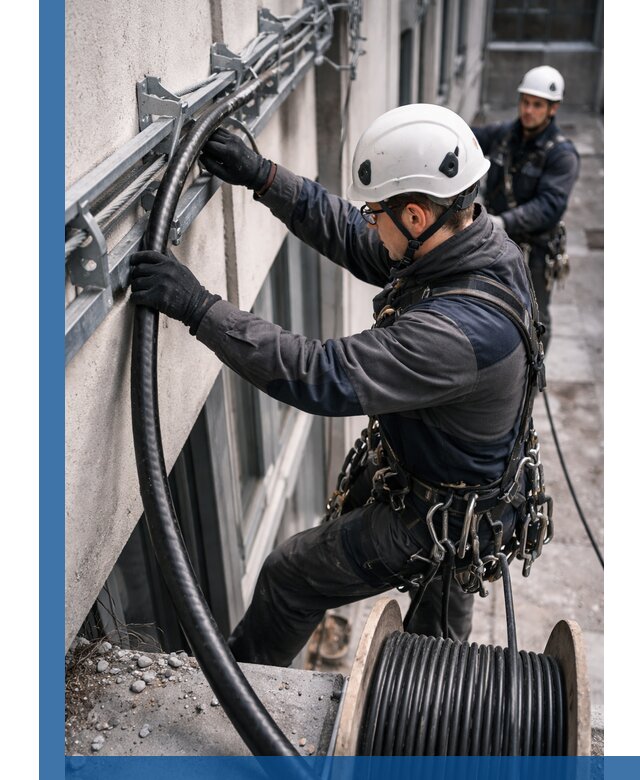 Протяжка кабеля питания на высоте в Барабинске с гарантией безопасности и качества