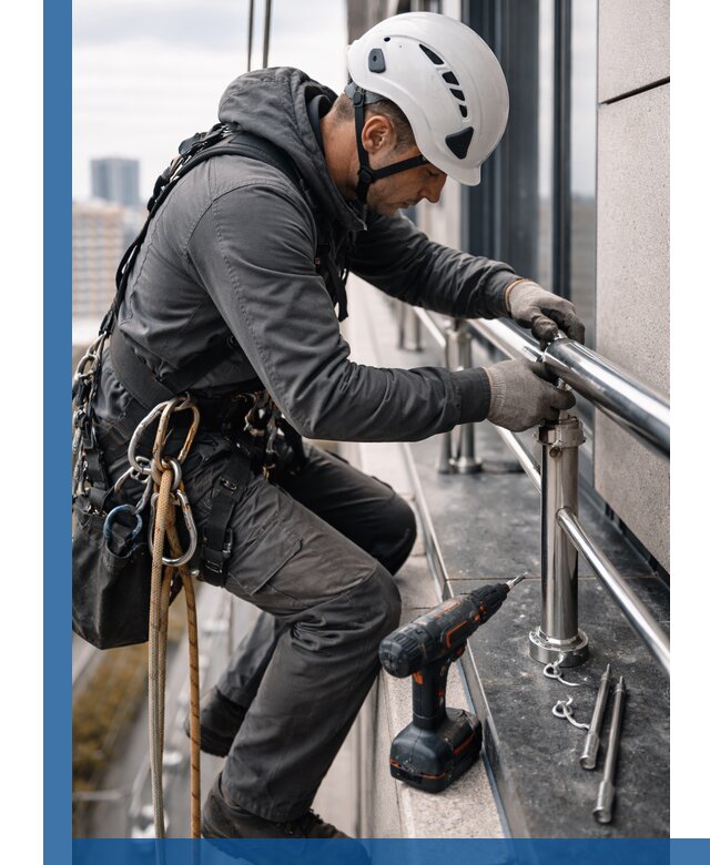 Монтаж ограждений на высоте в Барабинске для зданий и конструкций