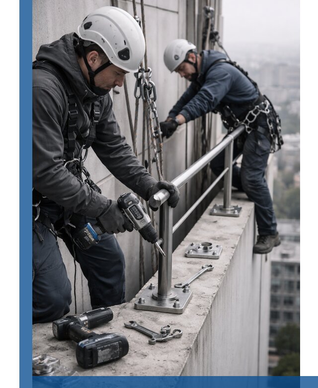 Монтаж перил на высоте в Барабинске для жилых и промобъектов