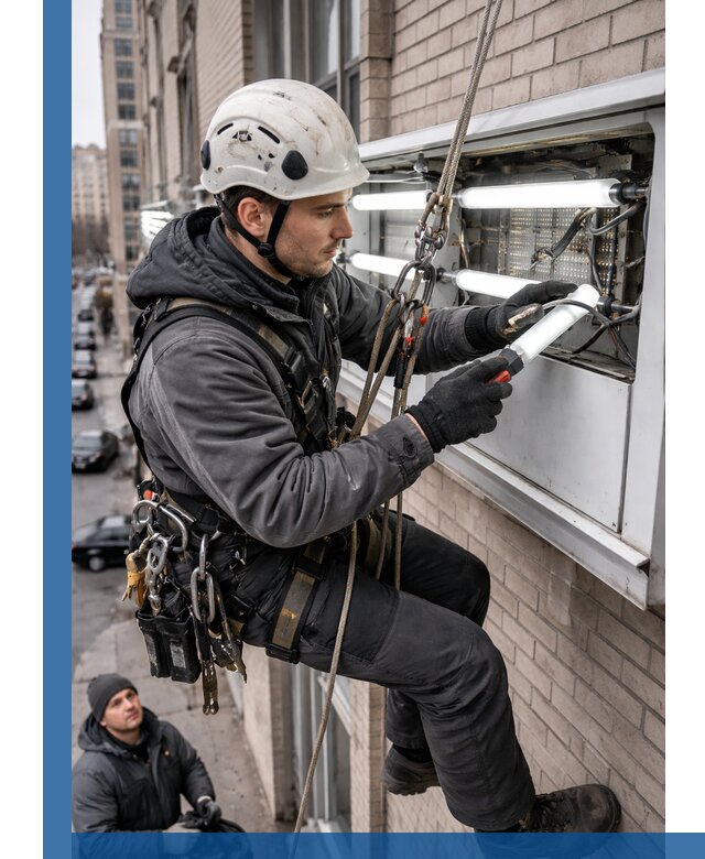 Профессиональная замена ламп в наружной вывеске в Барабинске