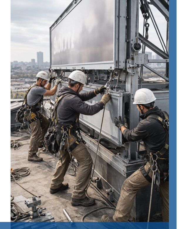 Монтаж крышной рекламной конструкции в Барабинске от 60942 р.|ВЫСОТНИК-Ббн