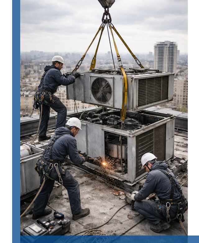 Демонтаж крышной установки в Барабинске любой сложности