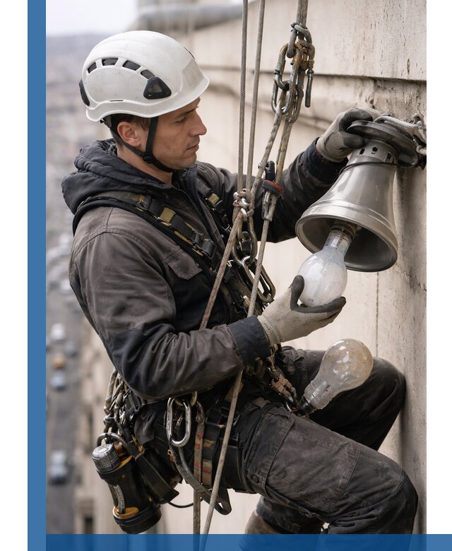 Замена ламп на высоте в Барабинске профессионально и быстро