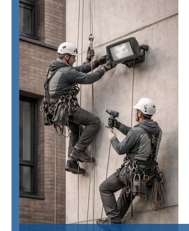 Профессиональный монтаж фасадных прожекторов в Барабинске под ключ