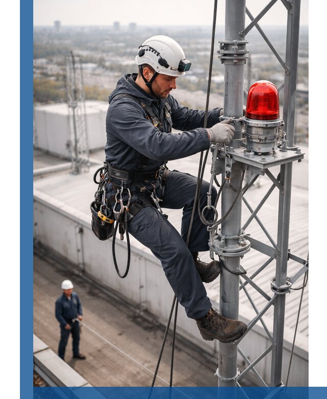 Монтаж заградительных огней и обслуживание объектов в Барабинске